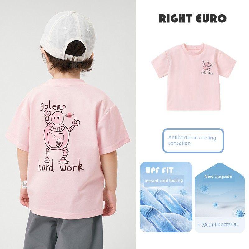 Right European Style Cool Short-Sleeved T-Shirt for Girls, Summer Wear 2026 New Children's Clothing, Kids' Tops, Half-Sleeve, Thin Summer Style