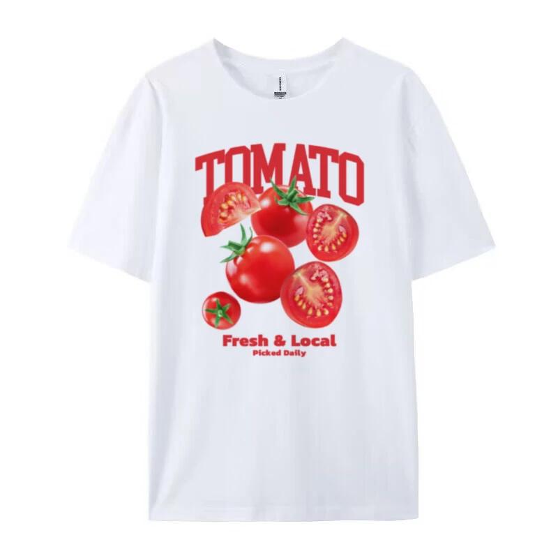 Vintage Y2k Tomato Printed TShirt Short Sleeve Cute Aesthetic Streetwear Tops Summer Garden Shirt Women Cottagecore Clothing S