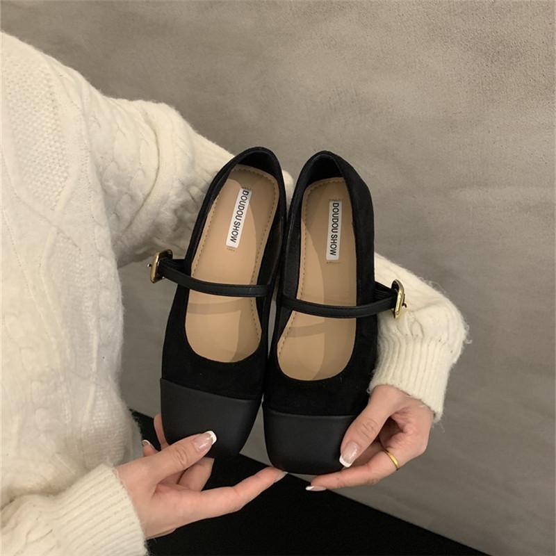 

Design sense niche retro Mary Jane shoes spring and summer new shallow single shoes 40 чёрный