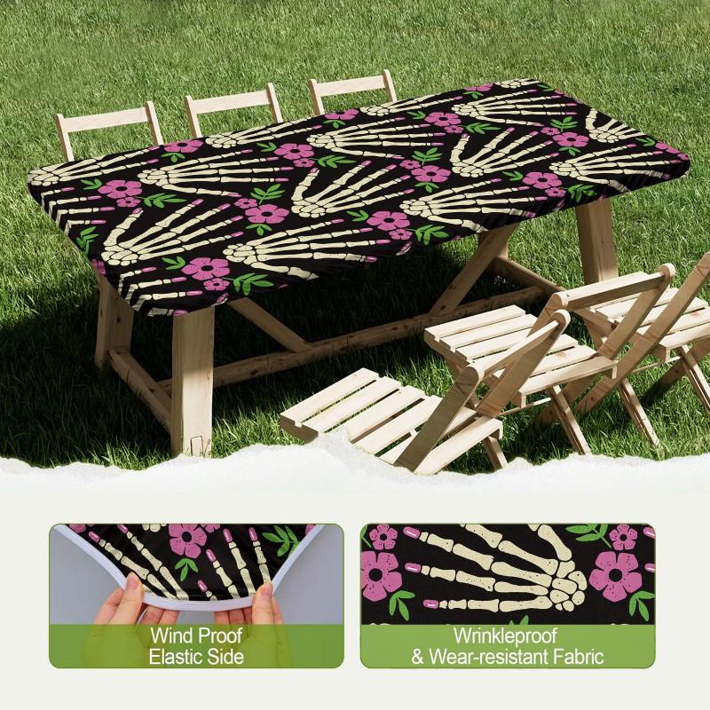 Halloween Print Tablecloth Set Waterproof Dustproof Table Cover Outdoor Dining Chair Covers Modern Rectangular