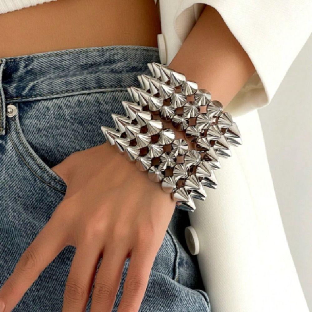 Wide Band  Stud Spiked Y2K Punk Bracelet Wide Band Goth Accessories Chunky Bracelet Cool Jewelry Bracelet Women Fashion