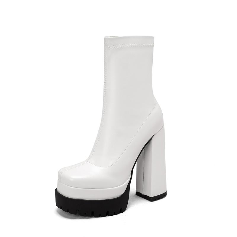 Sexy Platform Women's Ankle Boots Stripper Gothic High Heels Ankle Boot For Women Black White Party Fetish Shoes Large Size 45