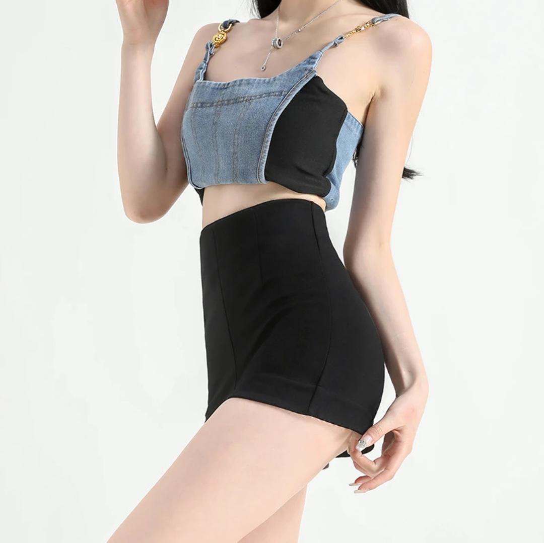 

Женские шорты с высокой талией, маленькие, черные, римские, летние - Утягивающие, защищающие от просвечивания, горячие шорты L (55-60 kg) чёрный