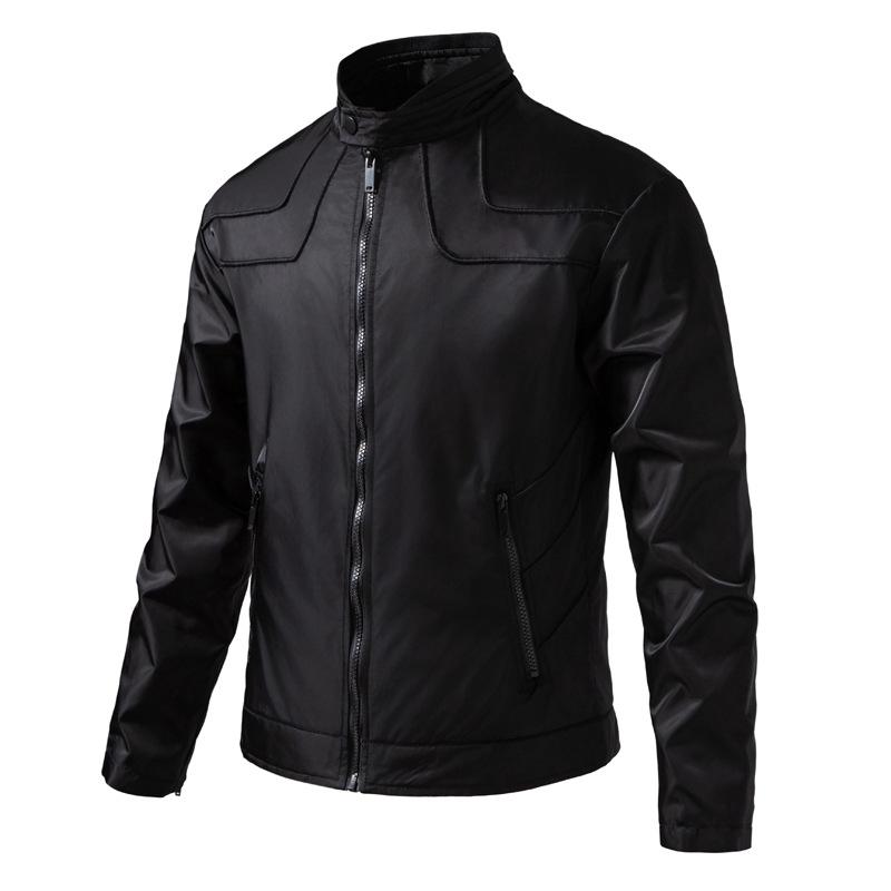 

Jacket Men s Stand-up Collar Autumn and Winter New Style Men s Korean Style Slim Youth Casual Personality Versatile Top Jacket 2XL чёрный