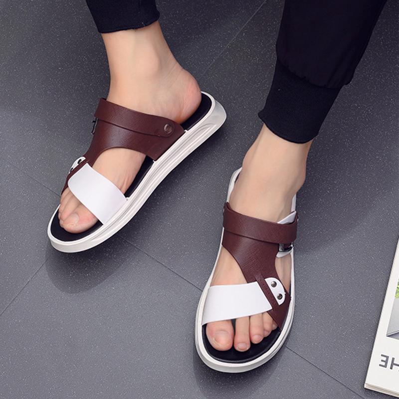 fashion Summer Slippers Men Sandals Platform Soft Comfort Flat Sole Non-slip Flip-flops Fashion Male Casual Beach Two Wear Sports Shoes