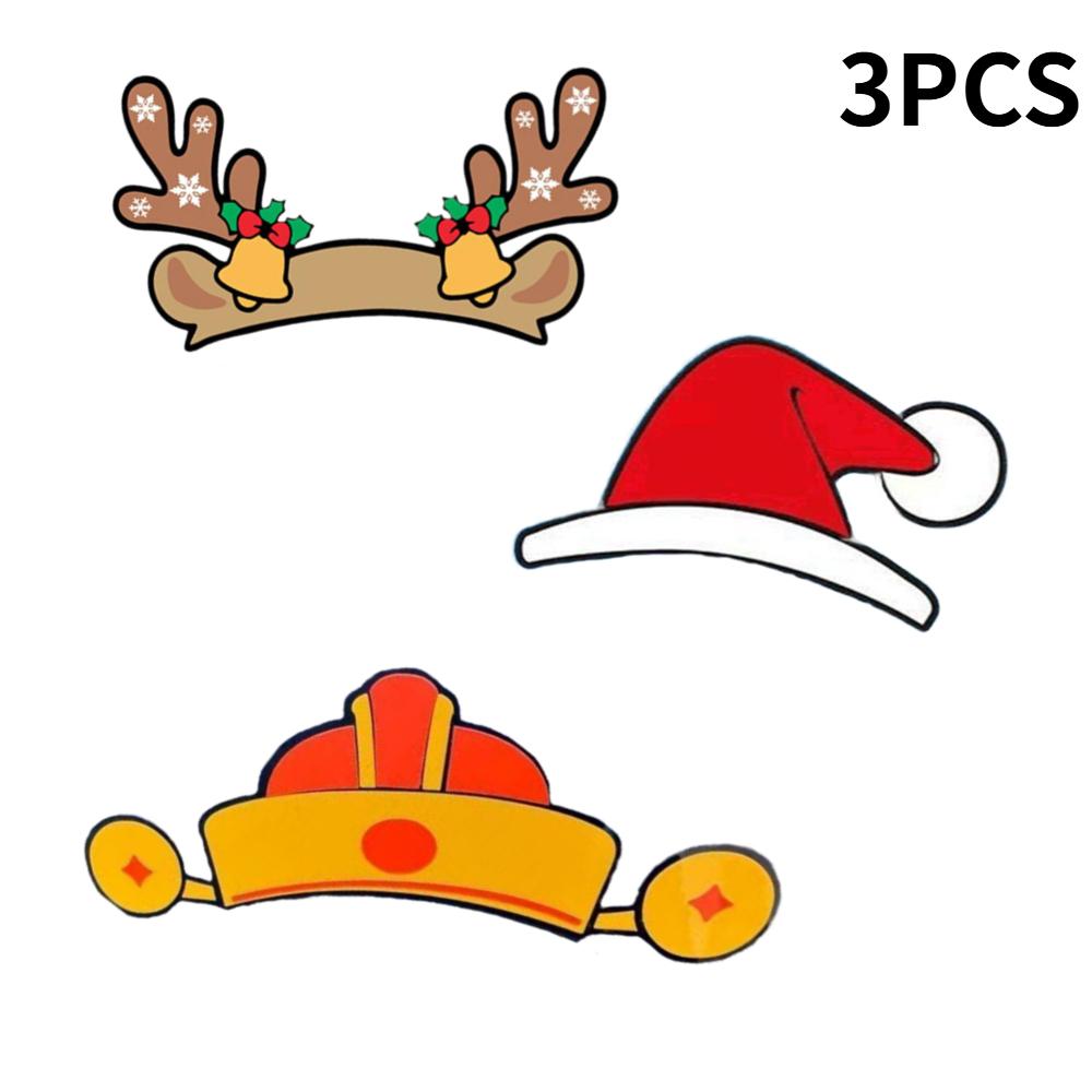 2025 Christmas Car Stickers For Tesla Model 3/Y Creative Santa Hat God of Wealth Hat Elk Shaped Logo Decoration Accessories