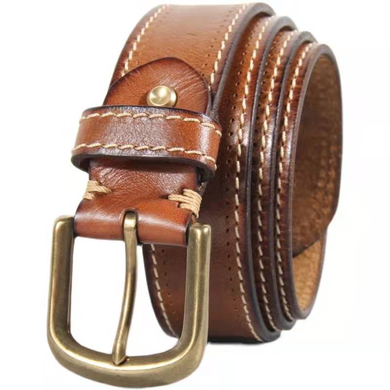 

Мужской ремень из натуральной кожи, роскошный высококачественный ремень, мужской ремень, дизайнерский, медная пряжка, винтажный джинсовый армейский тактический ремень 125cm хаки