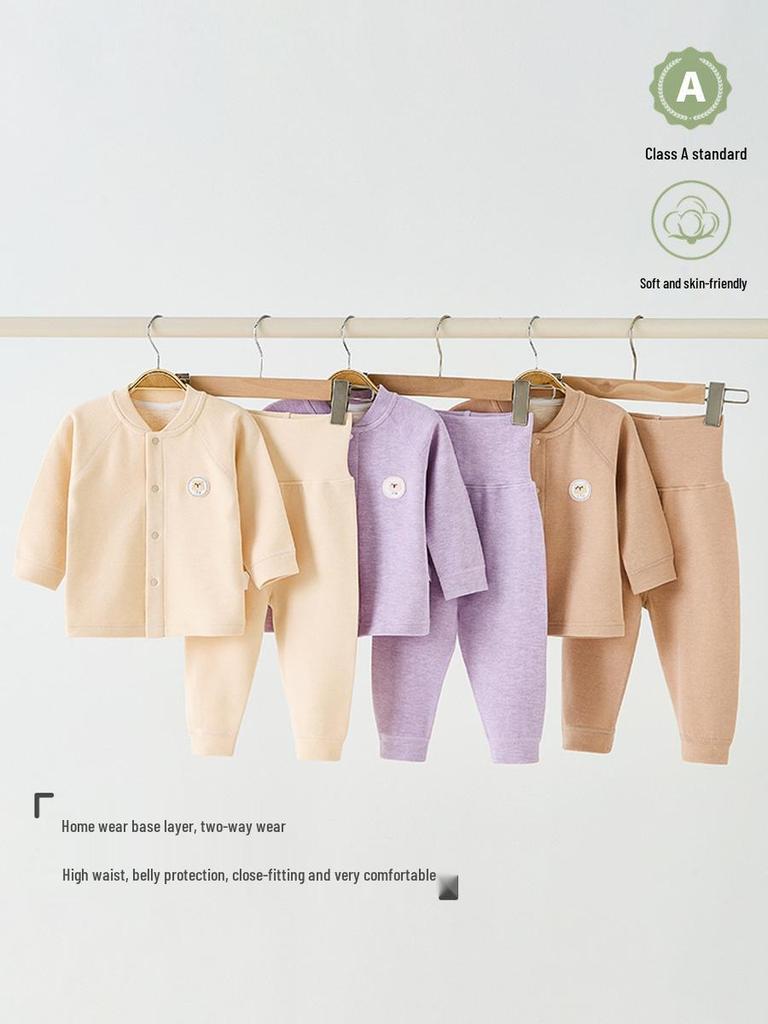 Baby Thermal Pajama Set: Two-Piece with Front Button and High-Waist Pants