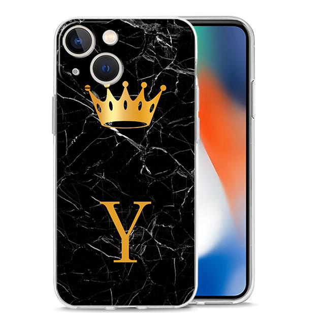 Gold Crown Letter Queen Case for iPhone 11 Pro X XS 12 Pro Max 13 Mini XR 14 Plus 8 7 6S SE 13 Silicone Cover Shell Funda