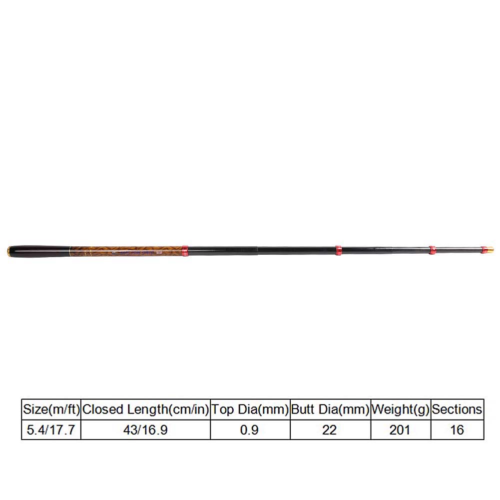 Portable Carbon Fiber Fishing Rods Ultra light Telescopic Positioning Hand Rod(5.4m)