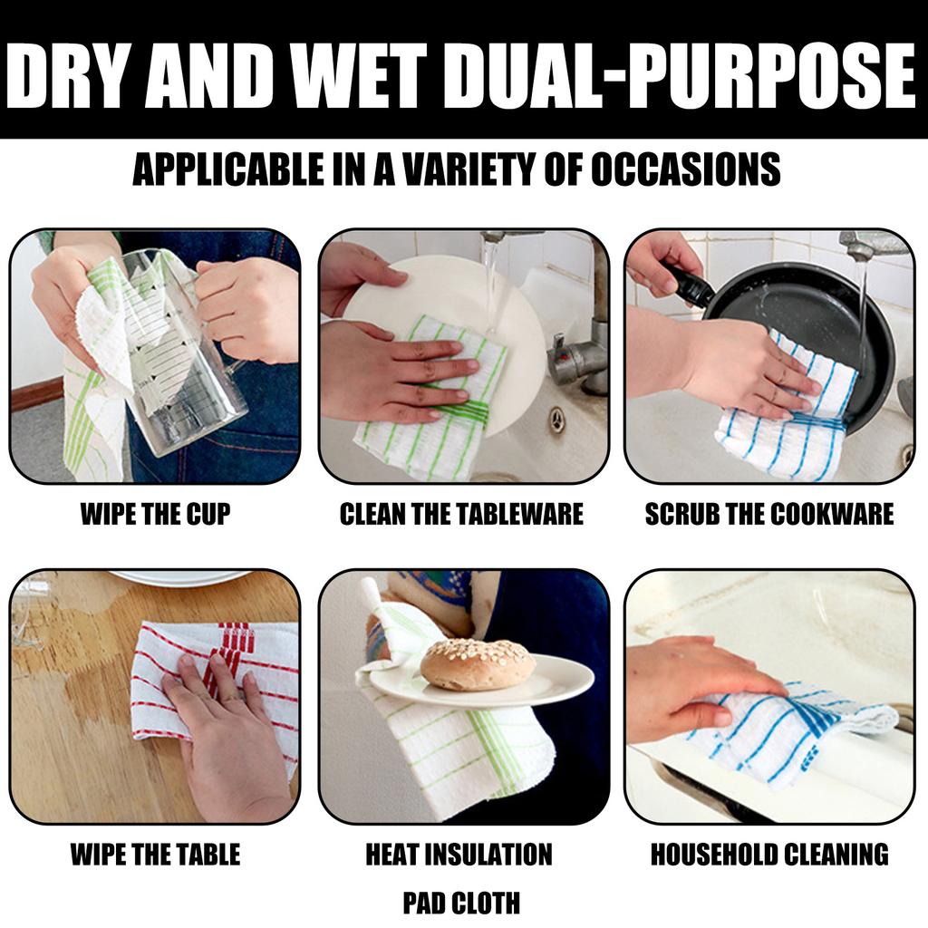 Reusable Quick Drying Cotton Dish Towels Dishcloths Set Of 4 Heavy Dutys Cleaning Cloths Washcloths For Kitchen Bathroom