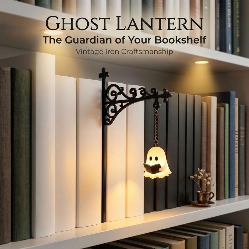Library Lantern Reading Nooks Decorative Light, Ghostly Pendants Bookshelves Hanging Lamp with Shelf Edges Mount and Warm Glowing