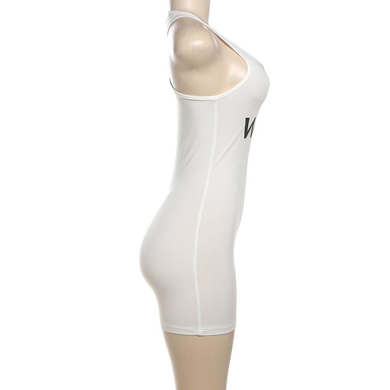 New 2025 Summer Women Sexy Sport Romper Subtranslucent Slim Playsuits Letter Printed White Women'S Raceback Sleeveless
