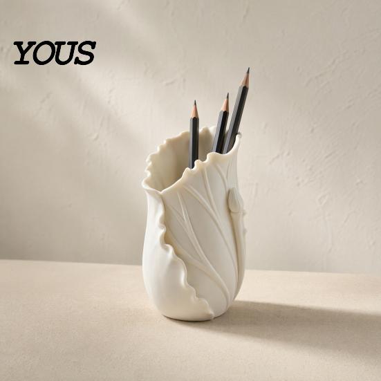 Office Supplies Holder Lotus Leaf Pen Holder, 3D Printed Bionic Desk Organizer, Cute Fresh And Natural Decor Stationery for Home Office, Nature