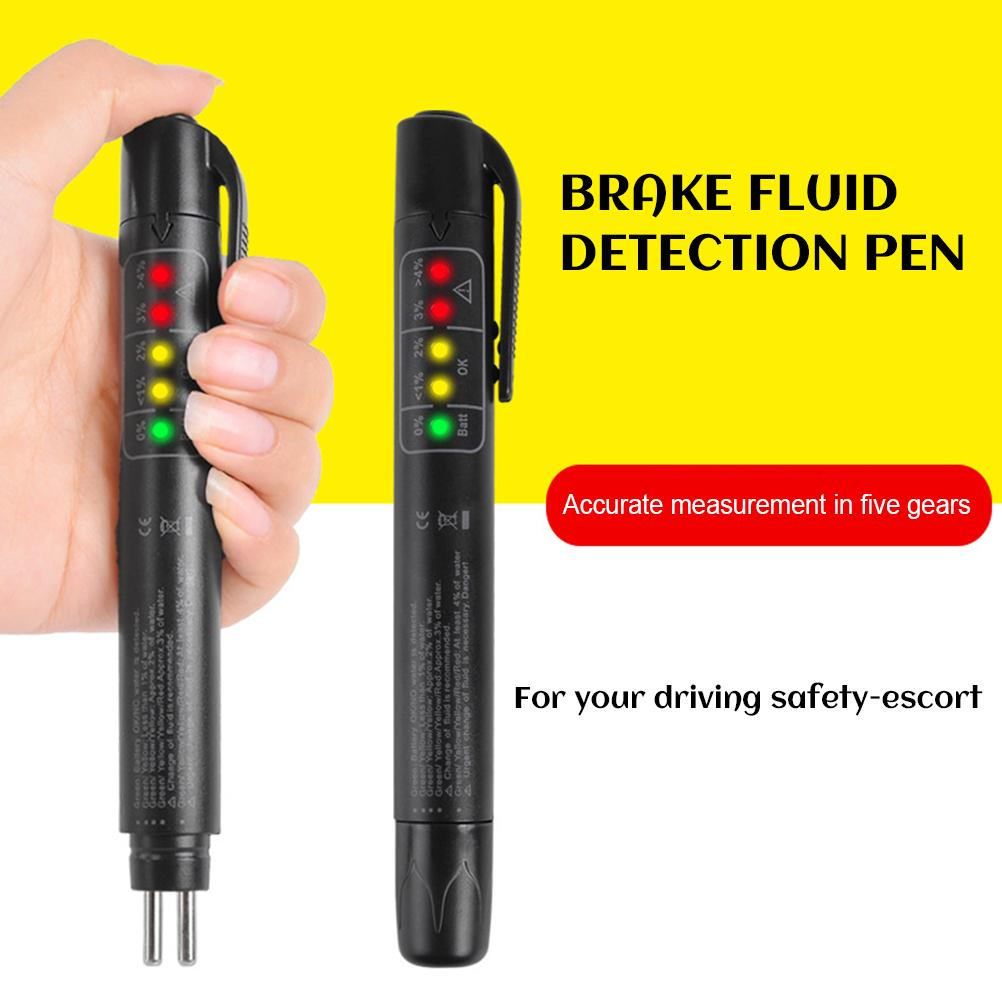 Brake Fluid Tester Portable Brake Fluid Liquid Testing Pen with 5 LED Indicators for DOT3 DOT4