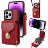 Crossbody Lanyard Leather Zipper Wallet Phone Case for iPhone 17 Air 16E 16 Pro Max 15 Plus 14 13 12 11 XS XR X Flip Stand Cover