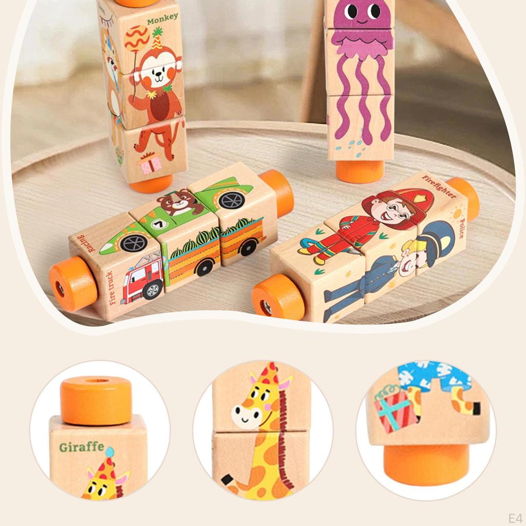 Twisting Toy Educational Puzzle Fine Skill Preschool Rotating Block Puzzles Game for