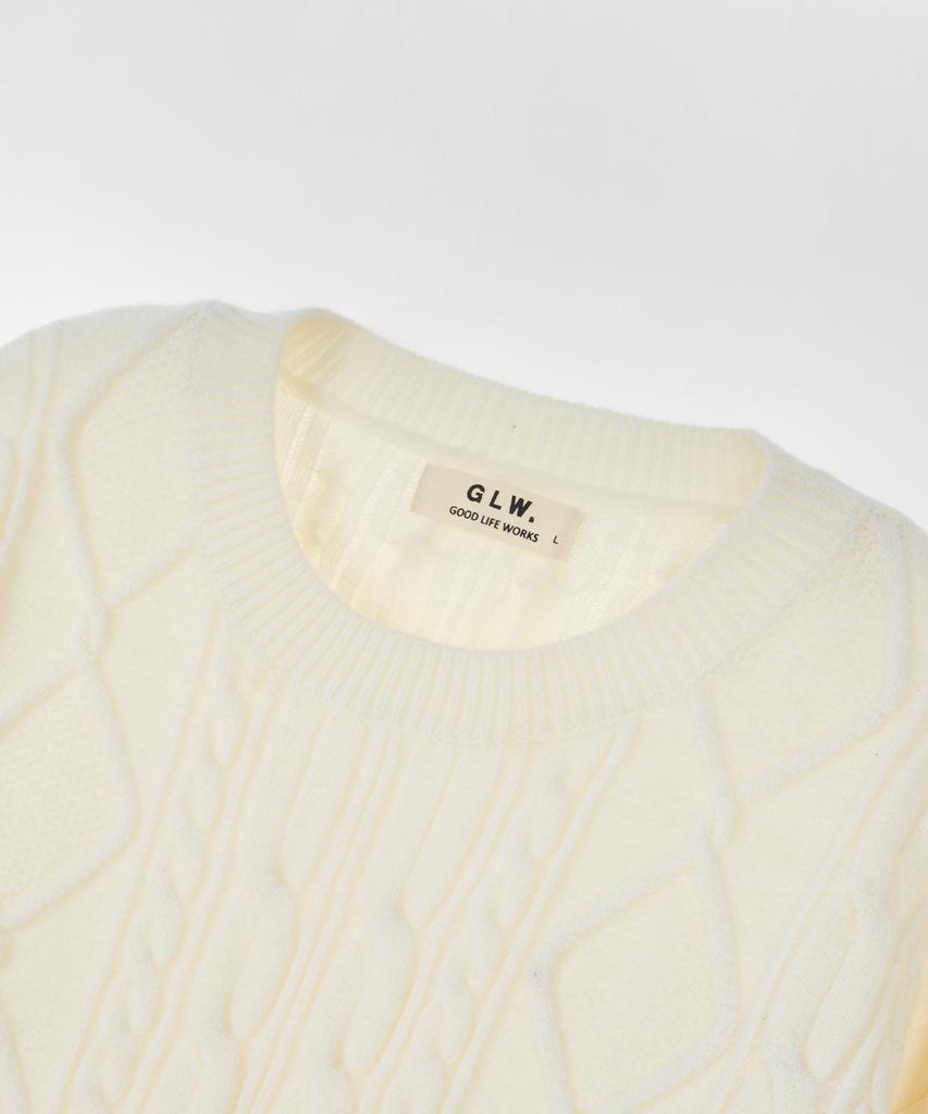 GLW Cable Crew Neck Sweater Knit Ivory