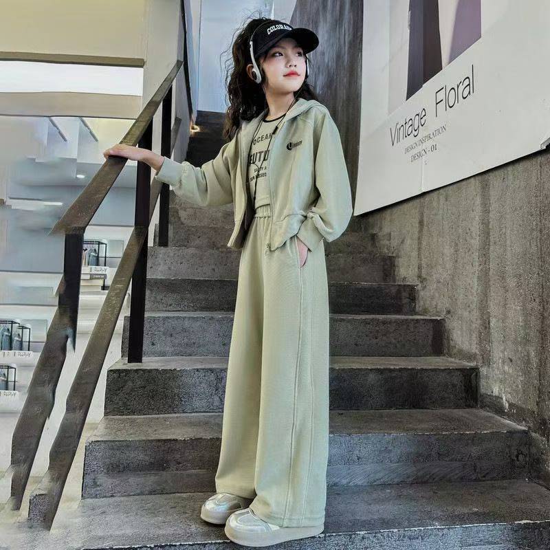 Trendy Girls' Spring Style Children's Shirt, Loose Casual Pants Two-piece Set