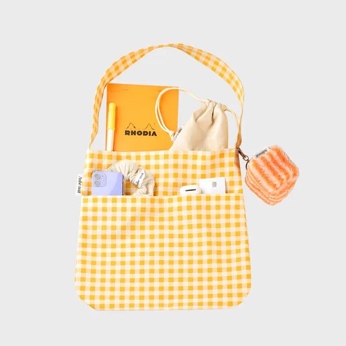 Hobo Simple Eco Bag _ Oxford Check _ Yellow