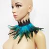 Natural Luxury Punk Cosplay Props Party Costume Necklace Feather Choker Neck Wrap Lace Collar