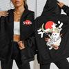 Japanese Delicious Noodle Cat Prints Zipper Hoodie Women Street Fleece Hoody Fashion Sportswears Autumn Loose Sportswear