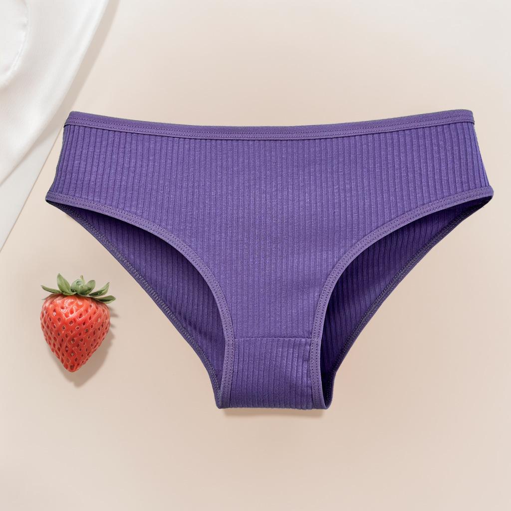 Dámské žebrované kalhotky z čisté bavlny - Prodyšné, k pokožce šetrné trojúhelníčkové prádlo