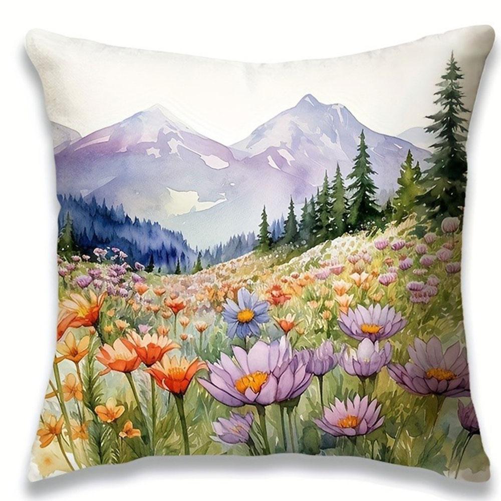 Vintage Wildflower Pattern Home Decor Pillowcase Bedroom Living Room Sofa Decoration Polyester Cushion Cover With Zipper