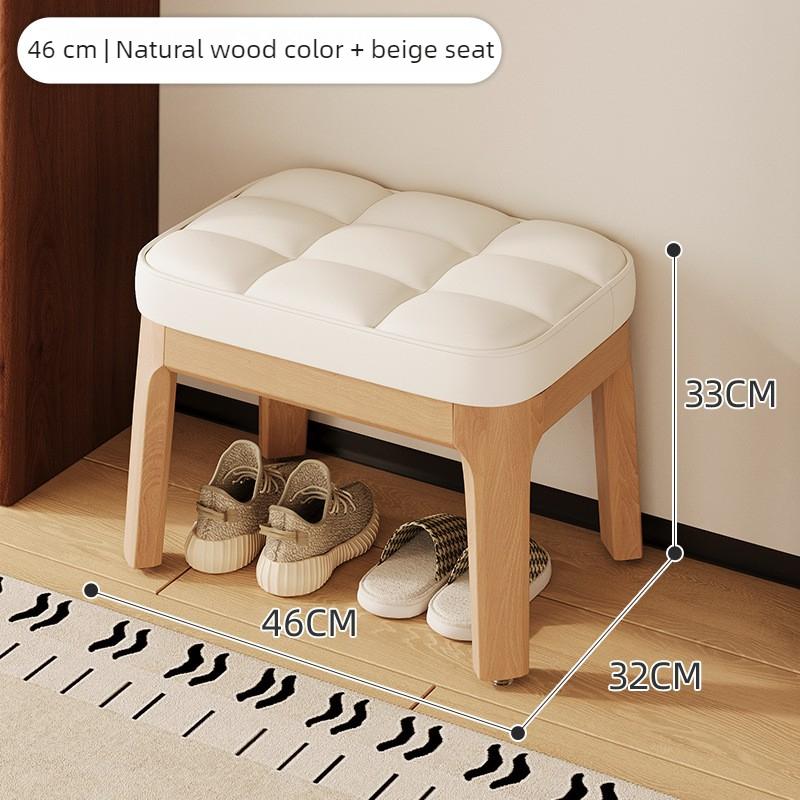 Solid Wood Shoe Changing Stool Portable Relaxing Soft Bench Chair Luxury Entrance Benches Removable Footrest Room Furniture
