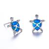 Cute Sea Turtle Stud Earrings For Women Fashion Imitation Blue Fire Opal Stud Earrings For Women Wedding Band Jewelry Gifts