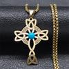 Celtic Trinity Knot Triquetra Necklace for Women Men Silver Color Stainless Steel Stone Witch Necklaces Jewelry Collar N8064S02