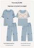 Women's Pure Cotton Pajama Set: Short Sleeve, Seven-Point Pants, Loose Fit, Built-In Bra Pads, Comfortable Home Wear.