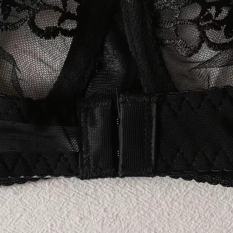 Sexy lingerie three-point set metal chain embroidery shapewear bra set