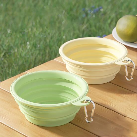 Folding Pet Bowl Portable Dog Water Bowl Foldable Pet Feeding Dish Collapsible Cat Bowl with Carabiner for Travel Outdoor Hiking
