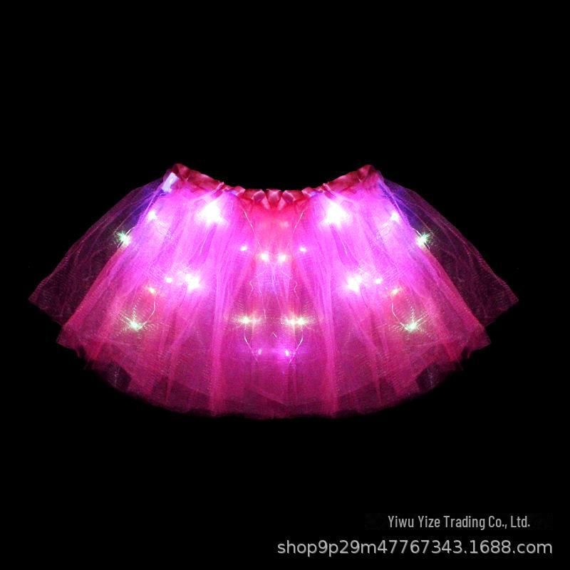 Children's Glow Angel Costume: Girl's Gauze Skirt with Flashing Wings and 20-Light Butterfly Design, 3-Piece Set.