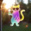 6 Pcs Cat Sun Catcher 2D Flat Acrylic Kitten Pendant Cats Wearing Sunglasses