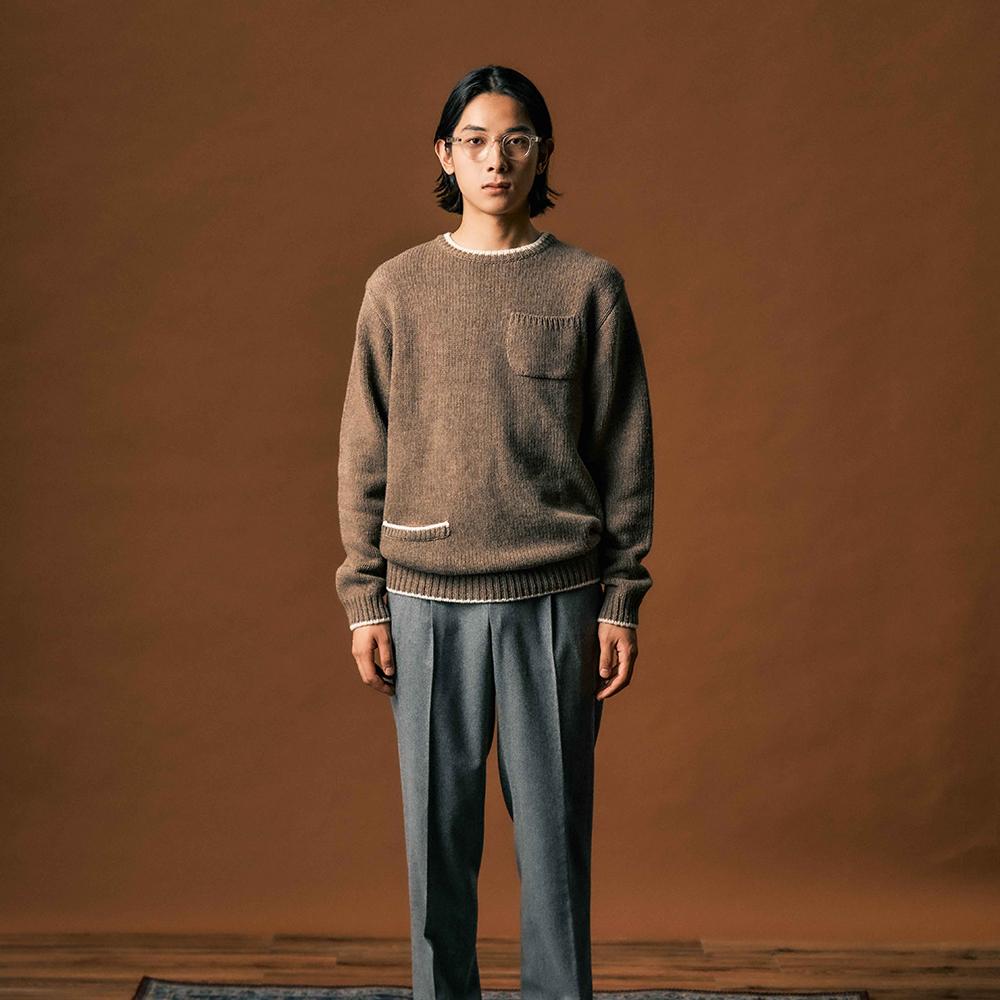EDWARDMAX Two-Pocket Round Neck (Brown)