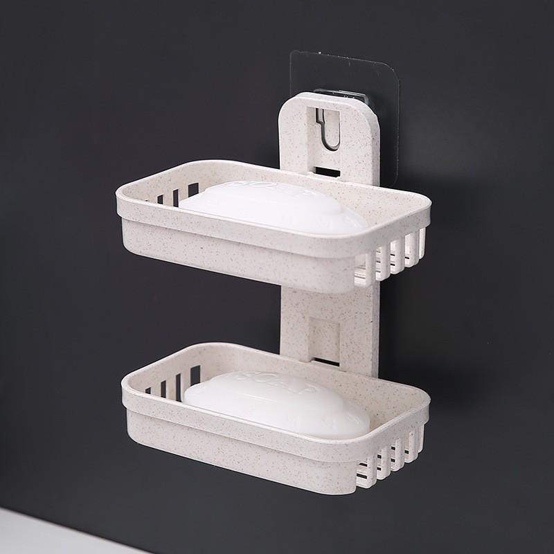 No punching double-layer soap box storage rack soap rack rack non-marking paste
