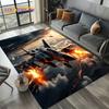 Cartoon 3D Space Spitfire Aircraft  Air Force Jet Fighter Carpet Rug for Living Room Bedroom Sofa Decoration,Non-slip Floor Mat