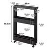 Yamazaki Jitsugyo product with casters Slim wagon with casters 3 tiers Black W13 x D48 x Tower slim rack Gap storage 1805 [Completed only] H80.5cm