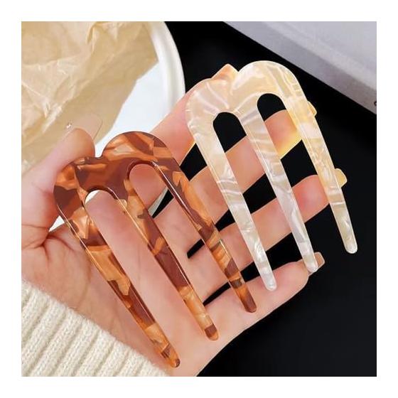 2pcs Hair Comb Set, Elegant Hair Stick for Updos, Bun, French Twist, Simple & Stylish Hair Accessories for Women, Acrylic Material, Smooth Surface,