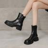 Autumn and winter women's platform Martin boots new solid color large size women's boots rear zipper middle heel round head medium boots women