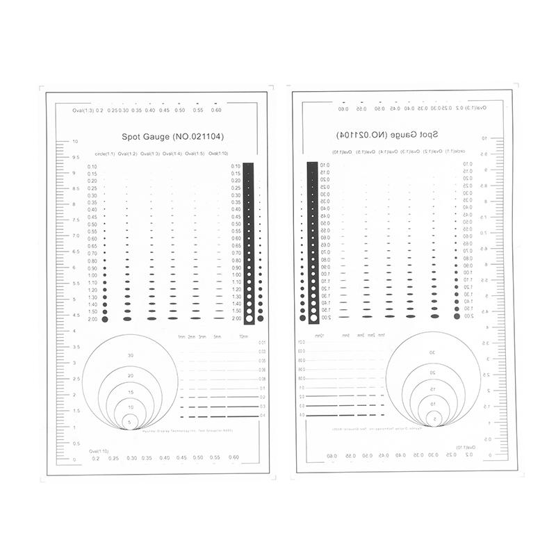 1/2Pcs Spot Gauge Comparison Card Ruler Point Dot Line Gauge Scratched Area Circle Ellipse Diameter Width Thickness Micrometer