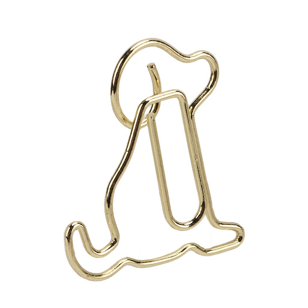 25pcs Shaped Paper Clips Metal Material Light Portable Golden Puppy Shapes Office Clips for Document