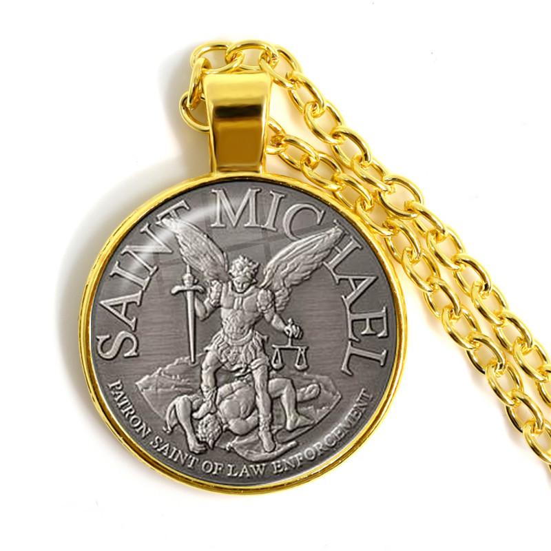 Oidea Collana San Michele Arcangelo Uomo E Donna – Ciondolo In Acciaio Inox Con Crocifisso A Quattro Vie, Catena 60 Cm, Regalo Religioso - 4