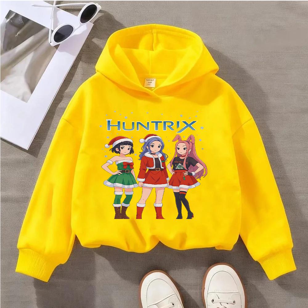 Adorable Kids Christmas Hoodie with Cute Anime Girls Design HUNTRIX Perfect for Festive Season