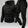 Men's Letter Printed Hooded Sweatshirt and Sweatpants Soft and Comfortable Warm Sweatpants Autumn and Winter Set