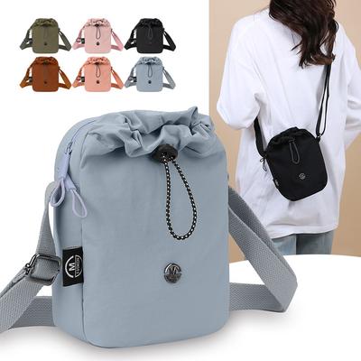 Commuter Kettle Shoulder Bag Women's Lightweight Outdoor Sports Mobile Phone Crossbody Bag Drawstring Small Square Bag