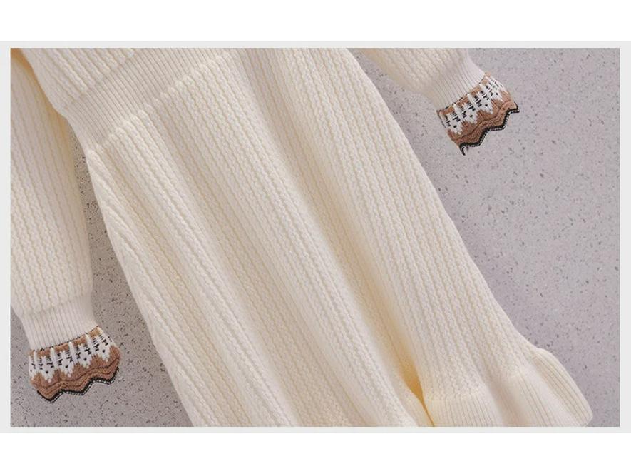 Strickkleid für Mädchen - Frühling/Herbst Kinder Revers Prinzessinnenrock