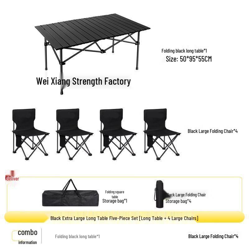 Portable Outdoor Folding Table and Chair Set - Durable Egg Roll Design for Camping, Picnics, & Fishing